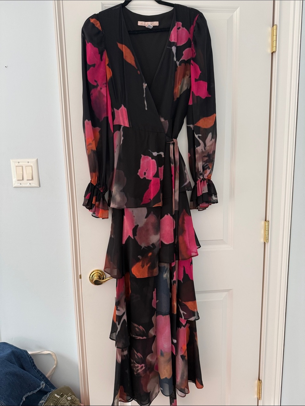 Hutch Bardot tiered maxi dress